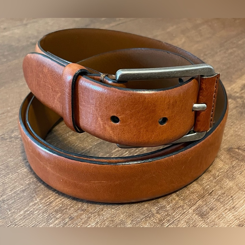Jos A bank light brown leather belt mens size 44